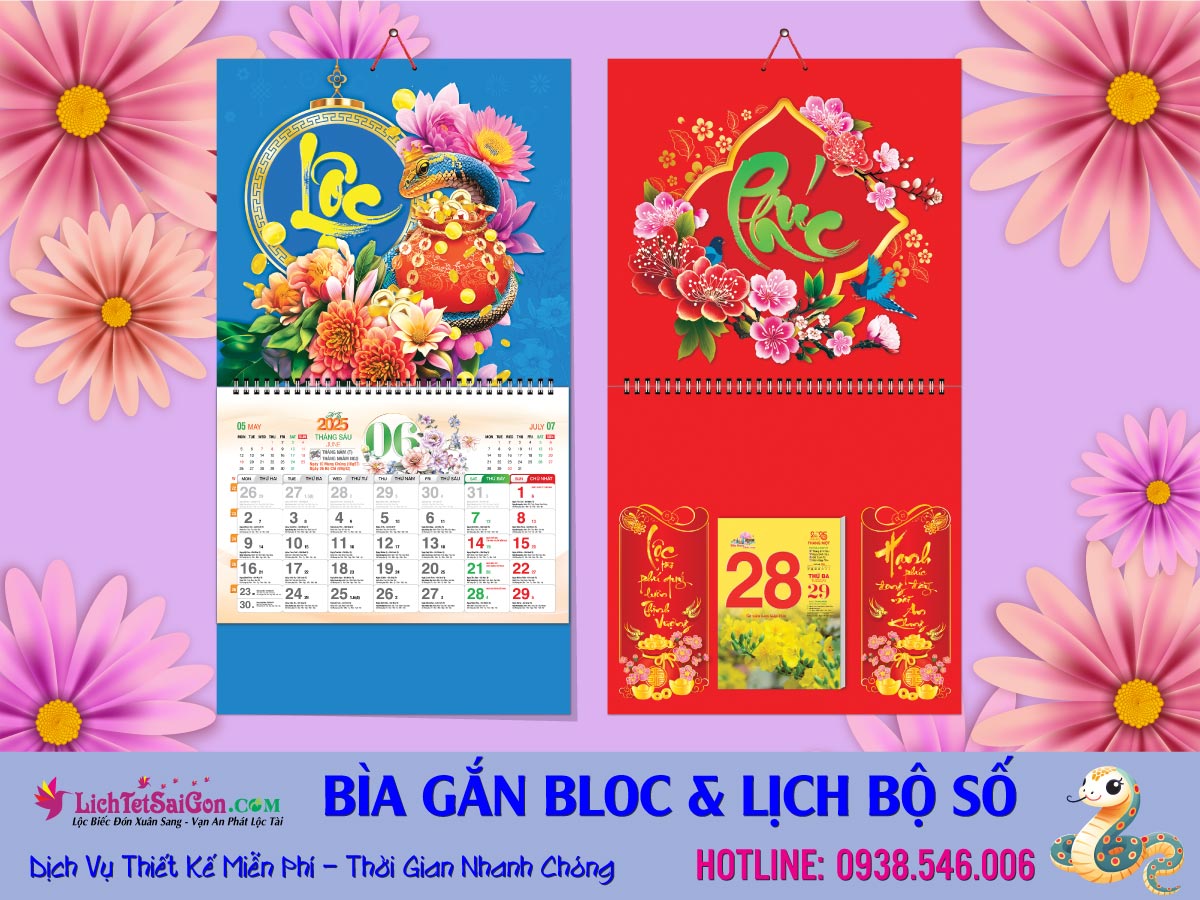 Bìa Lò Xo Giữa Bế Nổi Gắn Bloc - Lịch Bộ Số 13 Tờ