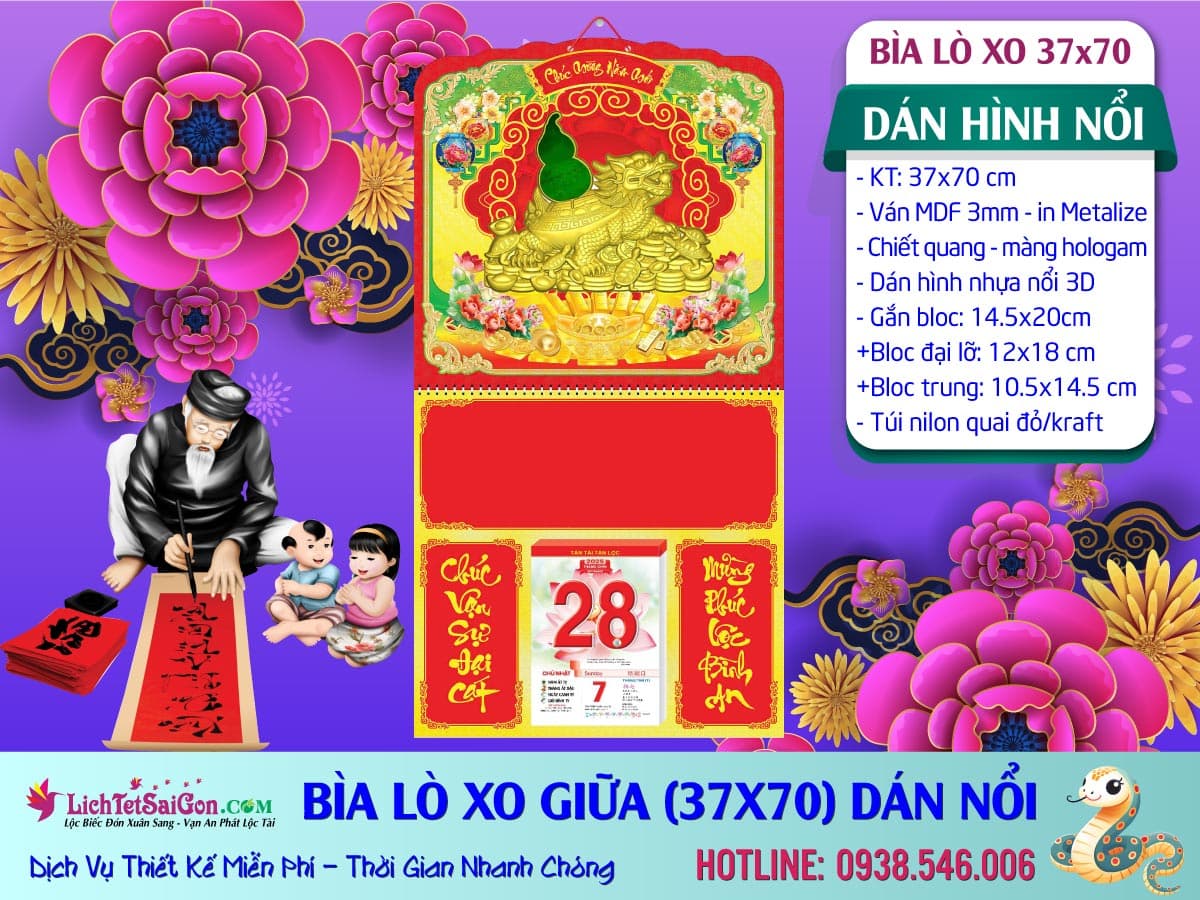 Bìa Lò Xo (37x70cm) Dán Nổi Đính Ngọc